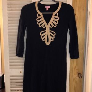 Lilly Pulitzer navy/gold sweater dress